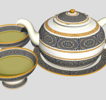 古典茶具茶壶茶杯SU模型下载_sketchup草图大师SKP模型
