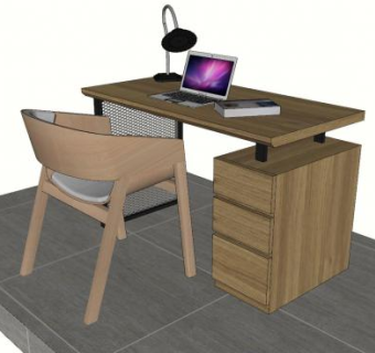木质书桌写字桌SU模型下载_sketchup草图大师SKP模型