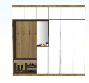 白色衣柜组合柜SU模型下载_sketchup草图大师SKP模型