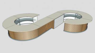 S形状桌子吧台SU模型下载_sketchup草图大师SKP模型