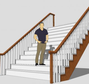 木质扶手楼梯SU模型下载_sketchup草图大师SKP模型