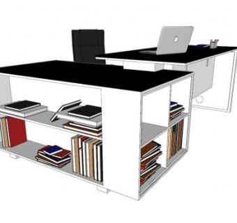 创意办公桌SU模型下载_sketchup草图大师SKP模型