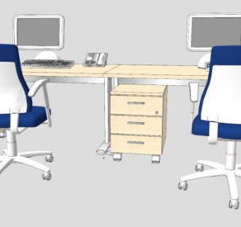 公司办公桌椅SU模型下载_sketchup草图大师SKP模型
