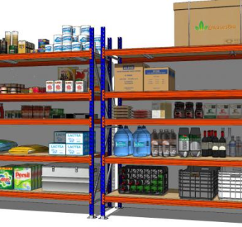 超市商品货架货物架置物架SU模型下载_sketchup草图大师SKP模型