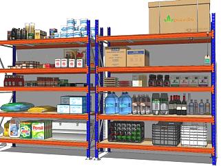 超市商品货架货物架置物架SU模型下载_sketchup草图大师SKP模型
