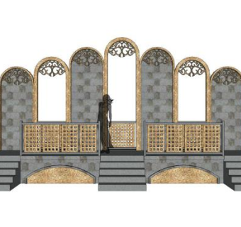 欧式影楼背景站台SU模型下载_sketchup草图大师SKP模型