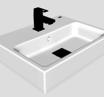 方形陶瓷洗手池盆SU模型下载_sketchup草图大师SKP模型