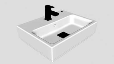 方形陶瓷洗手池盆SU模型下载_sketchup草图大师SKP模型