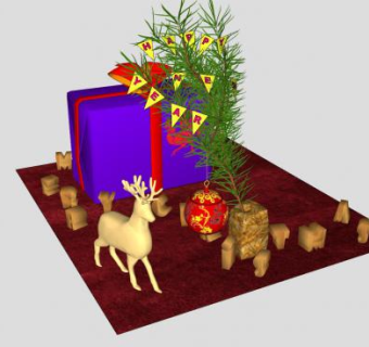 圣诞礼物麋鹿和绣花球sketchup模型下载_sketchup草图大师SKP模型