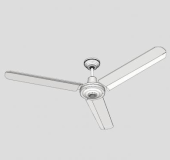 白色吊扇SU模型下载_sketchup草图大师SKP模型