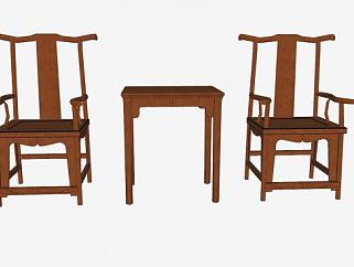 中式实木桌椅家具SU模型下载_sketchup草图大师SKP模型