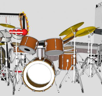 乐器设备架子鼓SU模型下载_sketchup草图大师SKP模型
