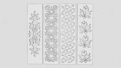 装饰板镂空雕刻板草SU模型下载_sketchup草图大师SKP模型