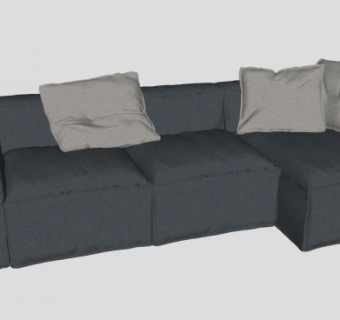 现代短L布艺沙发SU模型下载_sketchup草图大师SKP模型