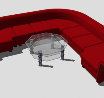 大红色L沙发茶几SU模型下载_sketchup草图大师SKP模型