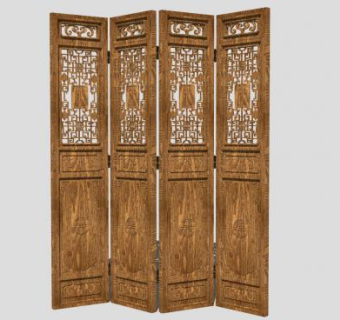 中式镂雕屏风隔断SU模型下载_sketchup草图大师SKP模型