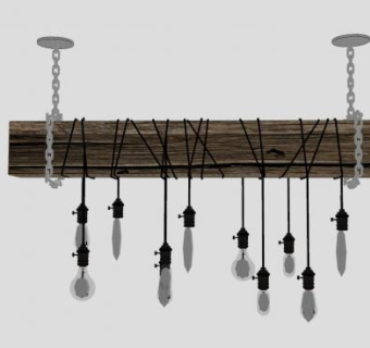 木头装饰吊灯设计SU模型下载_sketchup草图大师SKP模型