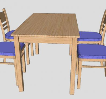 木制板式餐桌椅家具SU模型下载_sketchup草图大师SKP模型