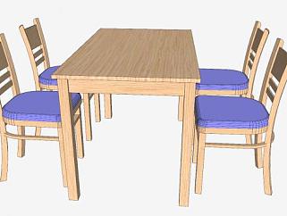木制板式餐桌椅家具SU模型下载_sketchup草图大师SKP模型