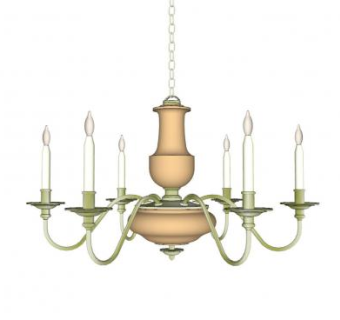 欧式简易铁链蜡烛吊灯SU模型下载_sketchup草图大师SKP模型