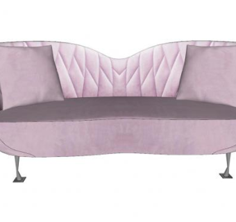 粉色双座小沙发家具SU模型下载_sketchup草图大师SKP模型