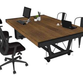 工作室的办公桌SU模型下载_sketchup草图大师SKP模型