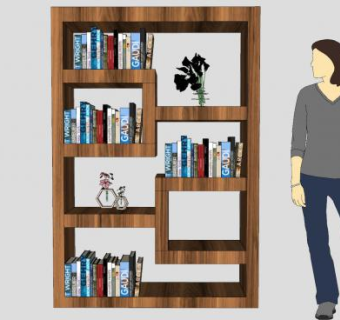 木制书架书柜SU模型下载_sketchup草图大师SKP模型