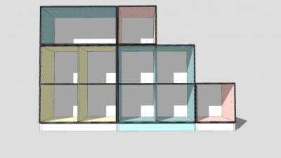 多色格子柜架SU模型下载_sketchup草图大师SKP模型