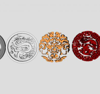 圆形龙纹小品装饰SU模型下载_sketchup草图大师SKP模型