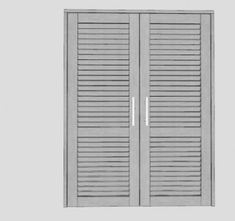 双开百叶门窗SU模型下载_sketchup草图大师SKP模型