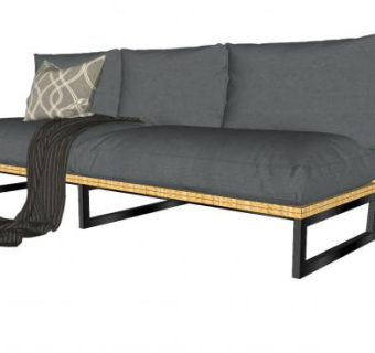 简约三座沙发家具SU模型下载_sketchup草图大师SKP模型