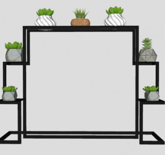 室内花架盆栽SU模型下载_sketchup草图大师SKP模型