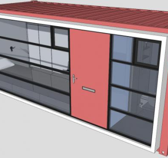 小型集装箱房子工作室SU模型下载_sketchup草图大师SKP模型