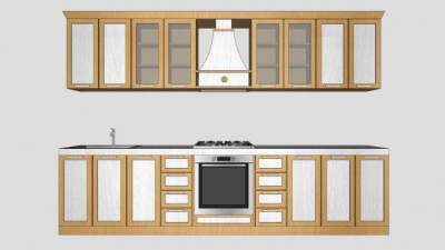 欧式厨房橱柜吊柜SU模型下载_sketchup草图大师SKP模型