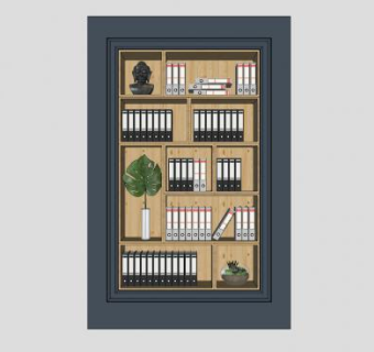 嵌入式书柜书架SU模型下载_sketchup草图大师SKP模型