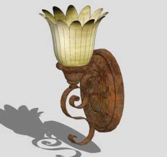 古老生锈的壁灯SU模型下载_sketchup草图大师SKP模型