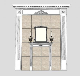 欧式石膏背景墙SU模型下载_sketchup草图大师SKP模型