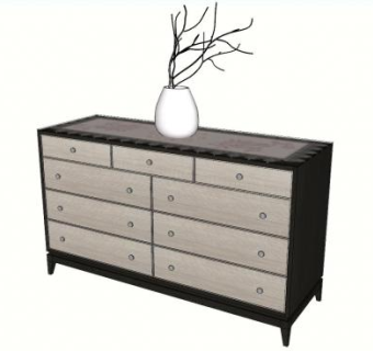 现代矮柜边柜SU模型下载_sketchup草图大师SKP模型