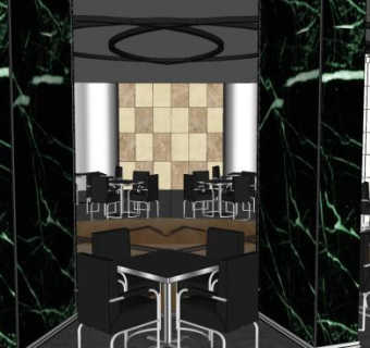 小型自助餐厅烧烤室SU模型下载_sketchup草图大师SKP模型