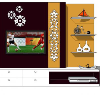 现代电视柜组合包含工艺品SU模型下载_sketchup草图大师SKP模型