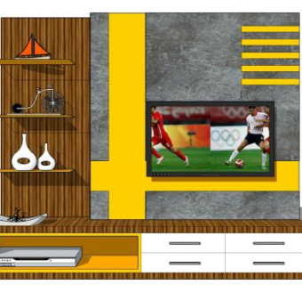 电视柜组合设计SU模型下载_sketchup草图大师SKP模型
