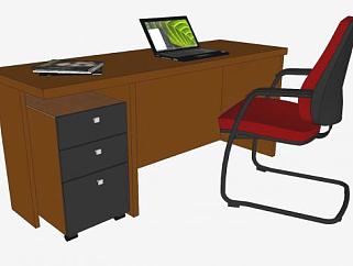 办公桌办公椅和笔记本SU模型下载_sketchup草图大师SKP模型