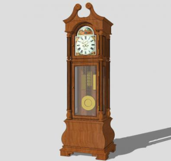 欧式落地钟时钟SU模型下载_sketchup草图大师SKP模型