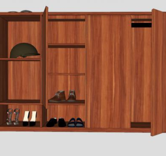 木制鞋柜SU模型下载_sketchup草图大师SKP模型