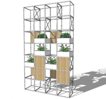 不锈钢多层植物花架SU模型下载_sketchup草图大师SKP模型