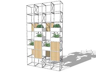 不锈钢多层植物花架SU模型下载_sketchup草图大师SKP模型