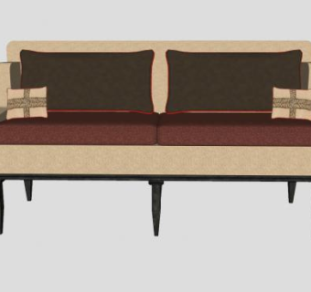 欧式简约古典布艺小沙发SU模型下载_sketchup草图大师SKP模型