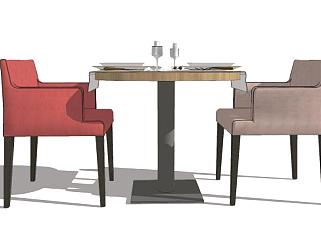 现代西餐厅餐桌<em>椅双人</em>座位SU模型下载_sketchup草图...