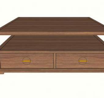 半木方茶几SU模型下载_sketchup草图大师SKP模型