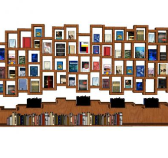 大型书柜书架SU模型下载_sketchup草图大师SKP模型